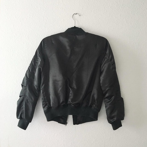 Forever 21 Army Green Satin Bomber/Pilot Jacket - Picture 2 of 3